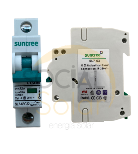 Breaker  DC 1P 250 DCV 20 A marca Suntree. Incluye Envío.